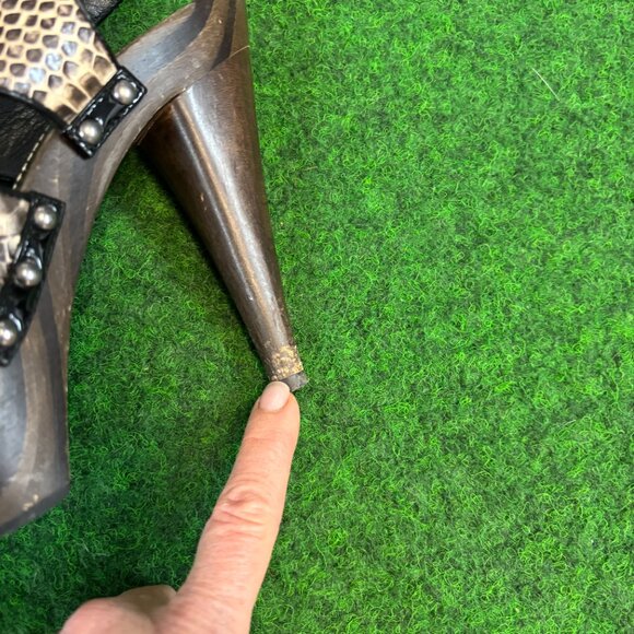 Dior Feline Snakeskin Python Sandals Heels Platform Slingback Shoes 37.5 - Picture 8 of 13